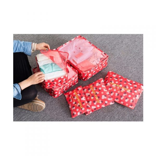 กระเป๋าจัดระเบียบ 6 in 1 Bag in Bag Flower Travel Luggage Organizer สำหรับเดินทาง