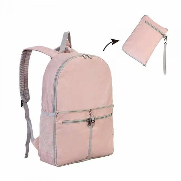 กระเป๋าเป้พับได้ Backpacks สีชมพู พรีเมี่ยม สกรีนโลโก้