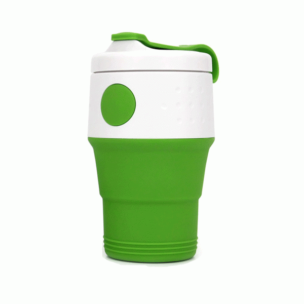 แก้วพับได้ Foldable Coffee Cup 13.50oz/395ml แก้วซิลิโคนพับได้ดีไซน์พร้อมหูหิ้ว พรีเมี่ยม สกรีนโลโก้
