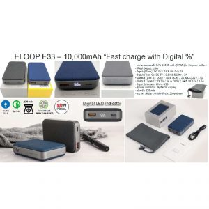 ELoop E33 10000mAh Fast Chage with Digital %