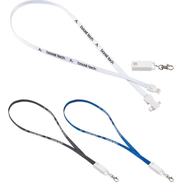 3 in 1 USB charging cable lanyard / Type-C Micro and Lightning