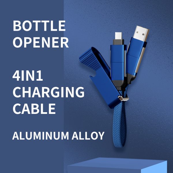 4-IN-1 USB Charger Cable with Bottle Opener KeyChain