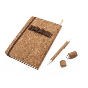 Cork Notebook + Thumbdrive + Pen วัสดุผลิตจากไม้ก๊อก
